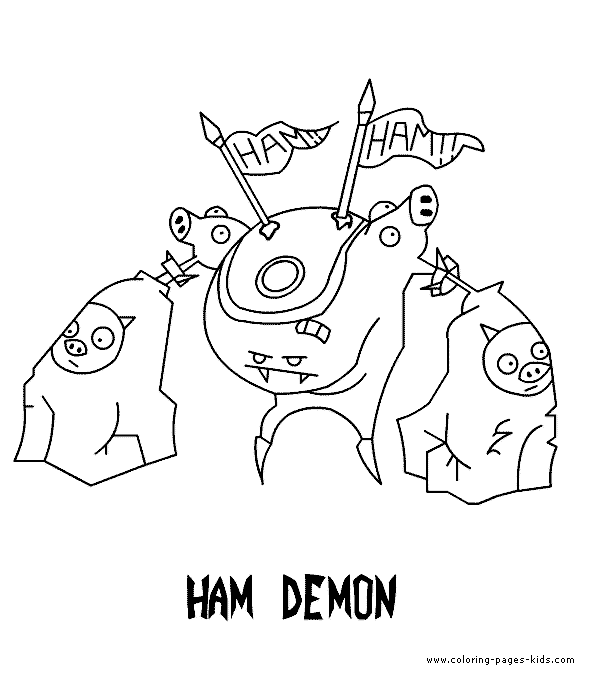 Ham demon Invader Zim color page cartoon characters coloring pages