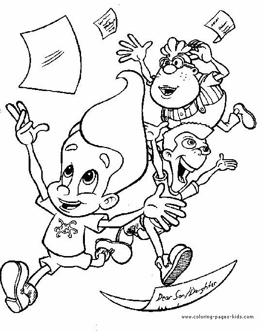 Jimmy Neutron color page cartoon characters coloring pages