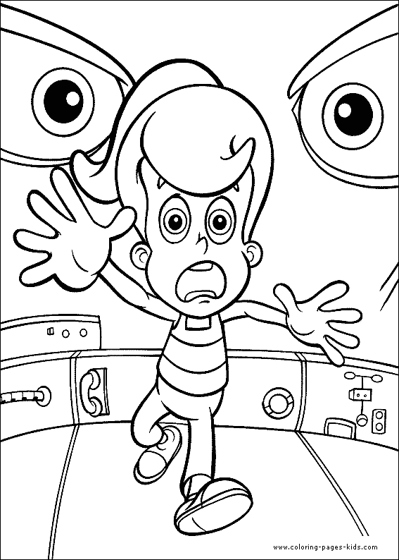 Jimmy Neutron color page cartoon characters coloring pages