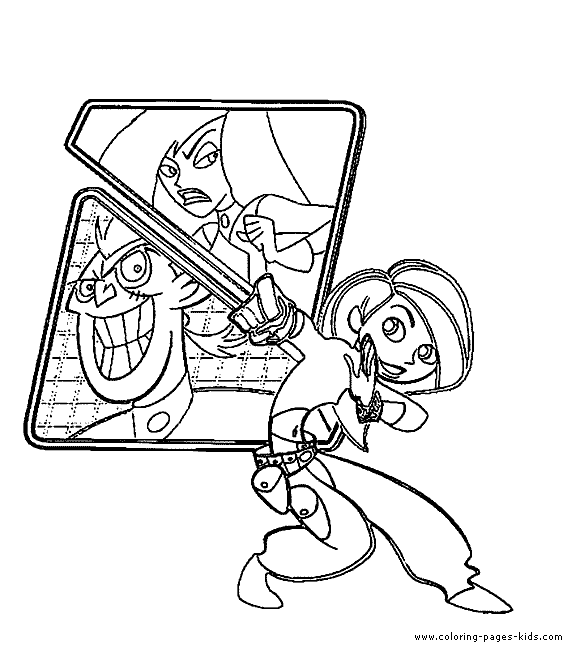 Kim Possible color page cartoon characters coloring pages