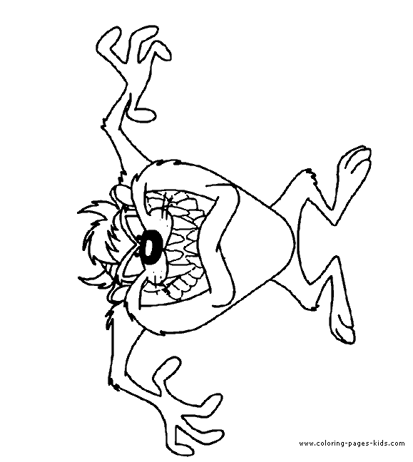 Tazmanian Devil color page cartoon characters coloring pages