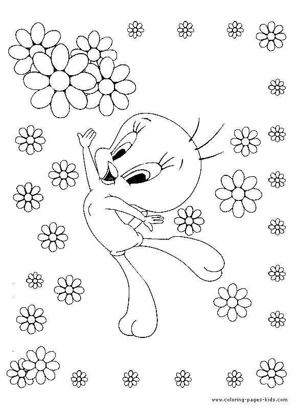 Tweety color page, cartoon characters coloring pages, color plate, coloring sheet,printable coloring picture