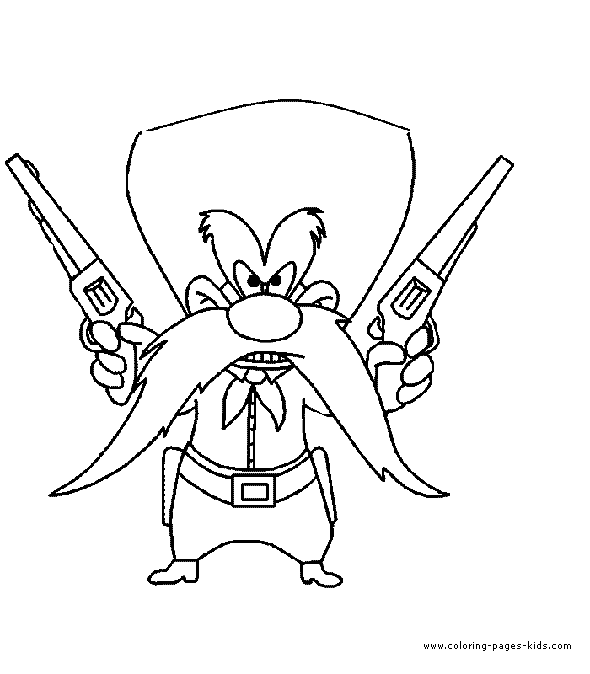 Yosemite Sam color page cartoon characters coloring pages