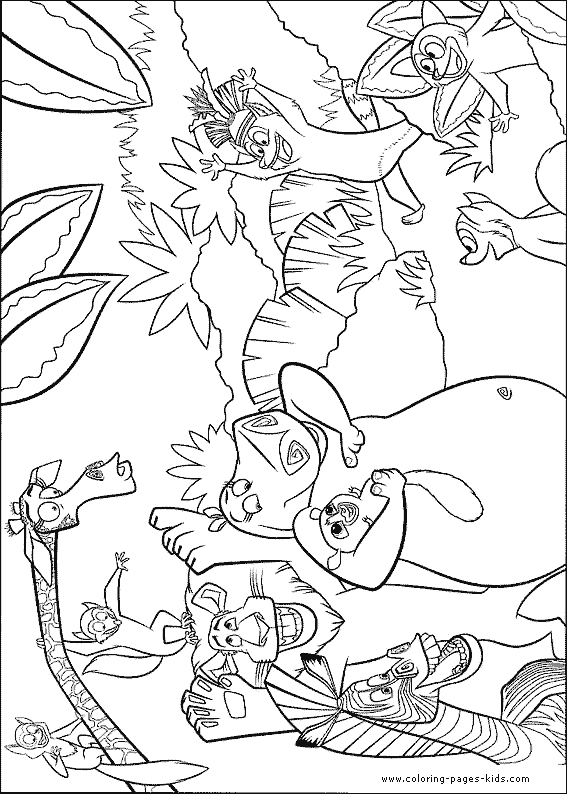 Madagascar color page cartoon characters coloring pages