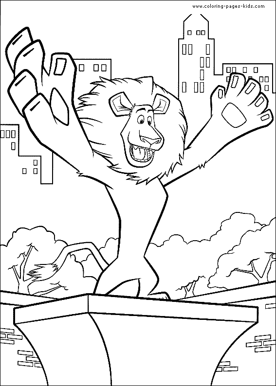 Madagascar color page cartoon characters coloring pages