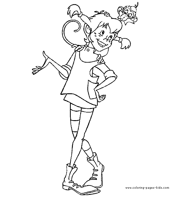Pippi Longstocking color page cartoon characters coloring pages, color plate, coloring sheet,printable coloring picture