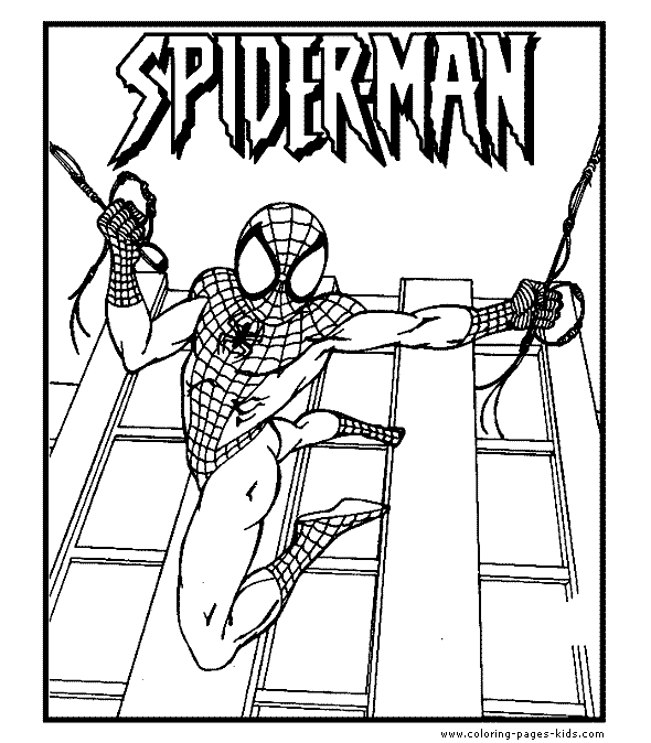 Spider Man color page cartoon characters coloring pages