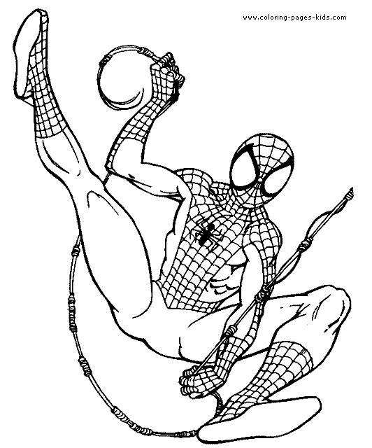 Spider Man color page cartoon characters coloring pages