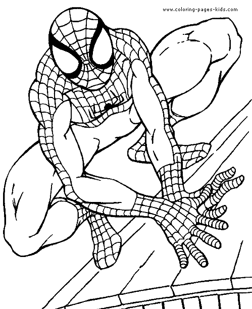 Spider-Man on the roof coloring sheet