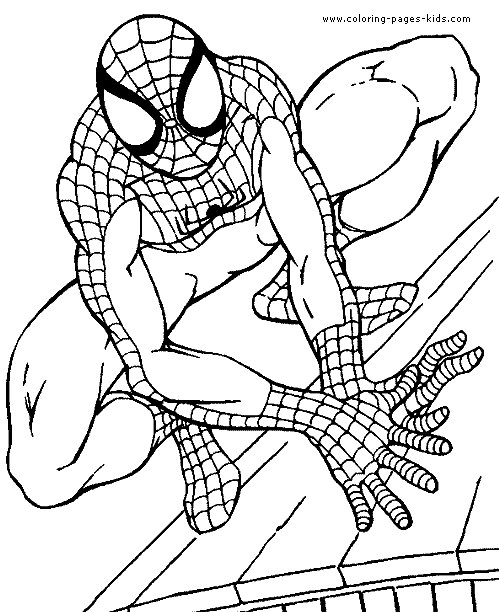 Spider Man color page cartoon characters coloring pages