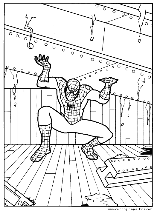 Spider Man color page cartoon characters coloring pages