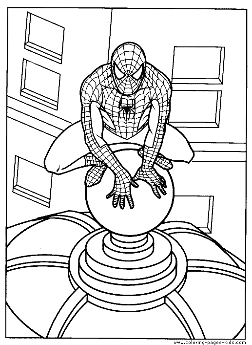Spider Man color page cartoon characters coloring pages