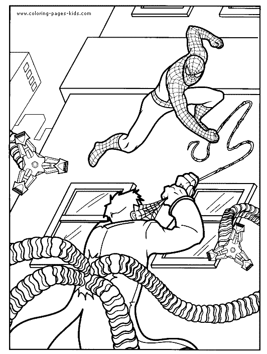 Spider-Man fighting Doctor Octopus free coloring page