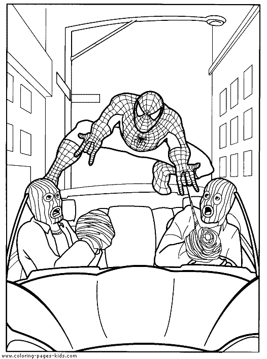 Spider Man color page cartoon characters coloring pages