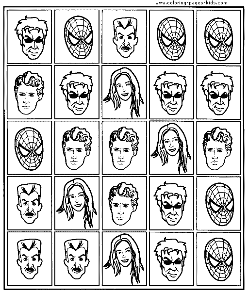 Spider-man characters coloring page