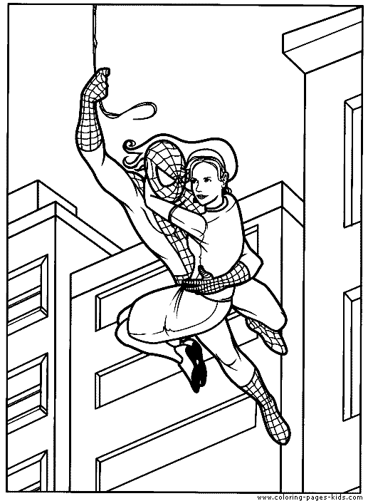 Spider-man and Mary Jane cartoon coloring page