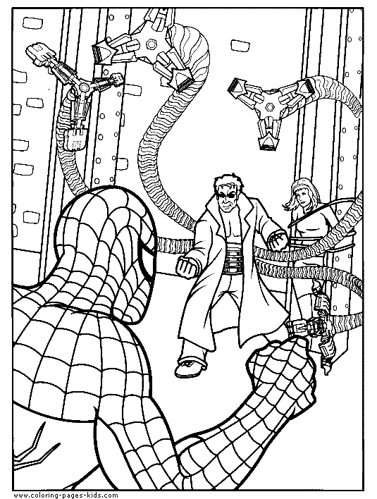 Spider Man color page cartoon characters coloring pages