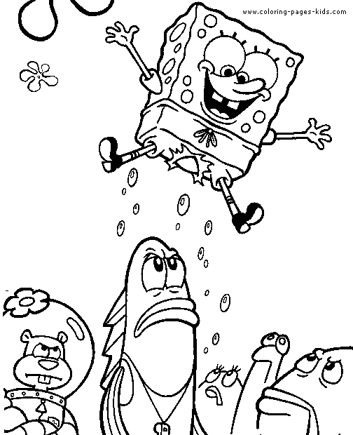 Spongebob color page cartoon characters coloring pages
