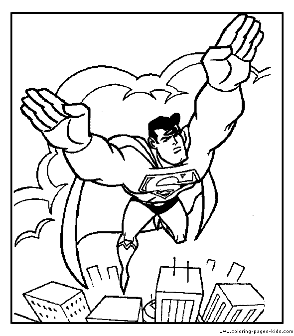 Superman color page cartoon characters coloring pages