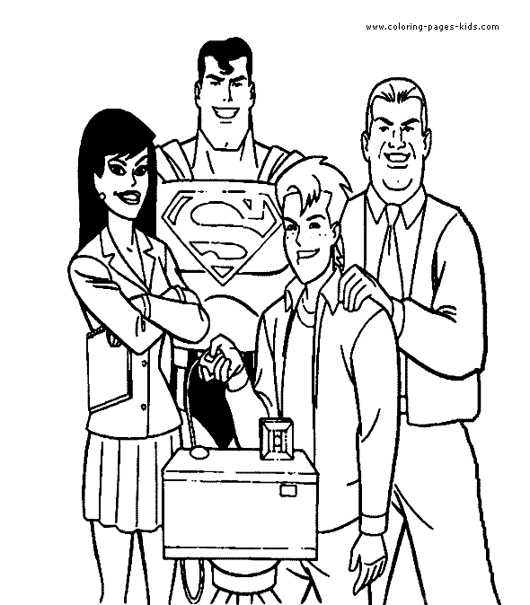 Superman color page cartoon characters coloring pages