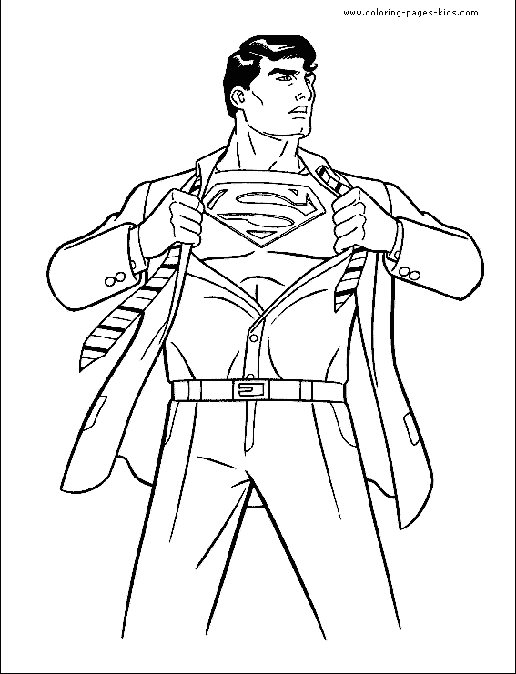 Superman color page cartoon characters coloring pages