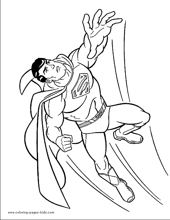 Superman color page cartoon characters coloring pages