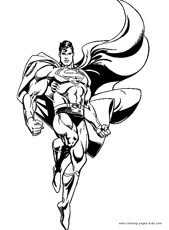 Superman color page cartoon characters coloring pages