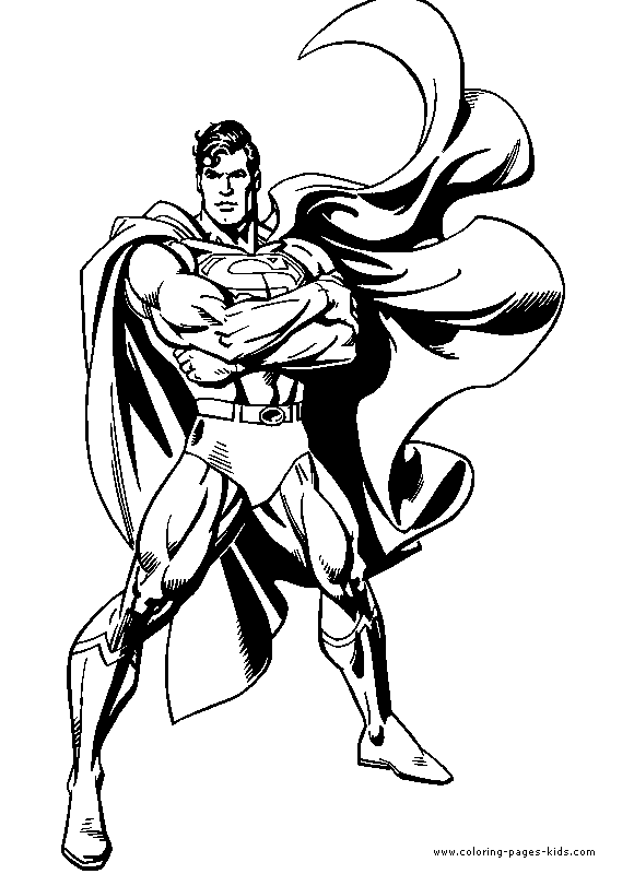 Superman color page cartoon characters coloring pages