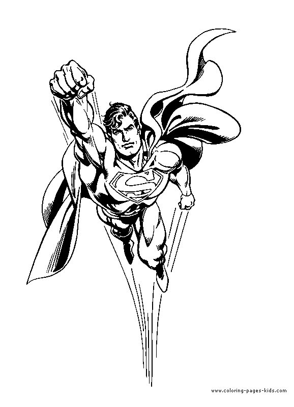 Superman color page cartoon characters coloring pages