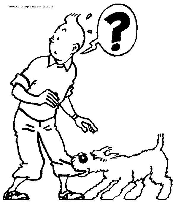 Tintin color page cartoon characters coloring pages