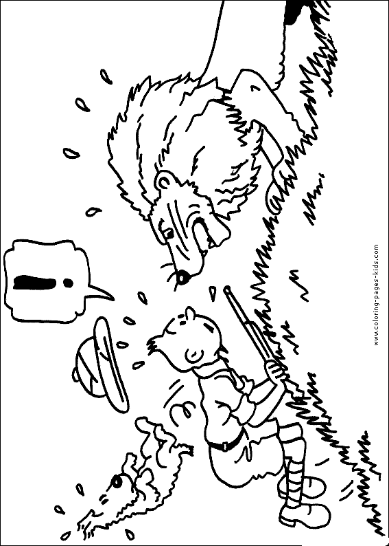 Tintin color page cartoon characters coloring pages