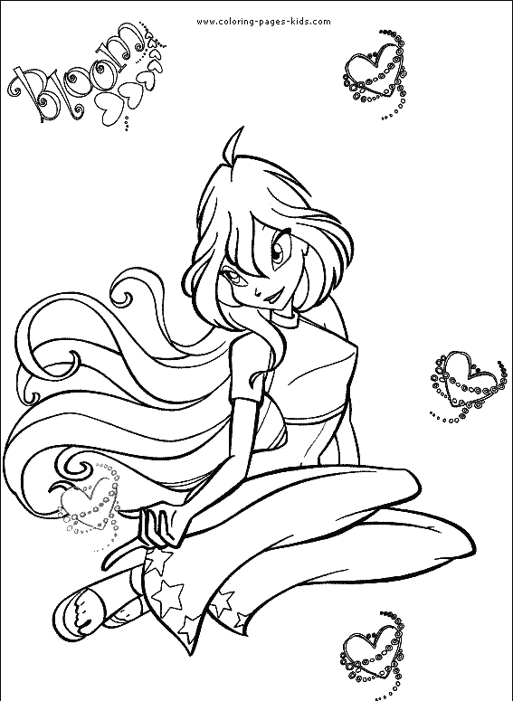 Bloom Winx Club color page cartoon characters coloring pages