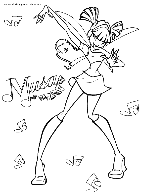 Musa Winx Club color page cartoon characters coloring pages