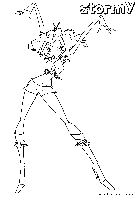Stormy Winx Club color page cartoon characters coloring pages