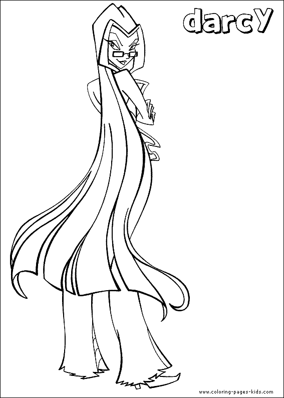 Darcy from Winx Club color page cartoon characters coloring pages