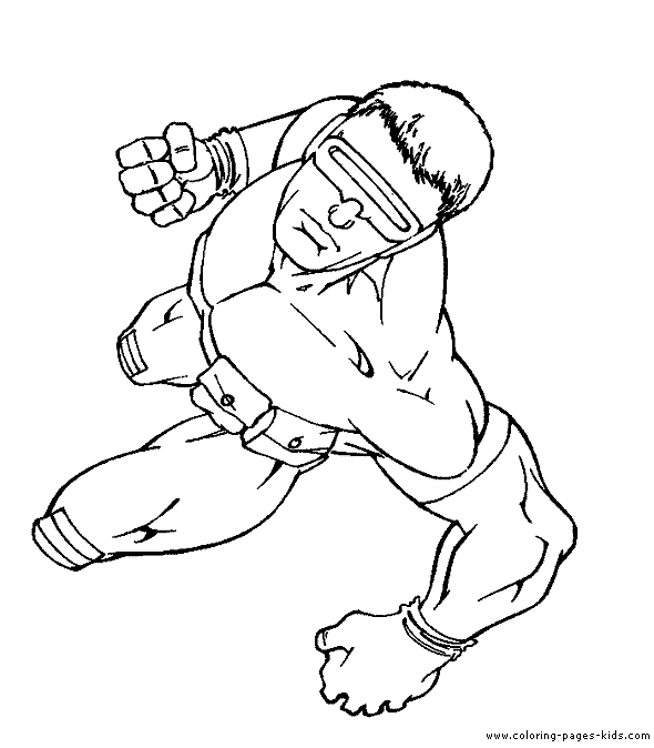 Cyclops X-Men color page cartoon characters coloring pages