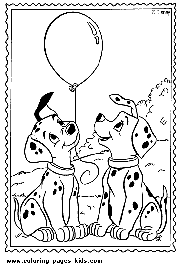 pictures of puppies to color. Two puppies and a balloon from
