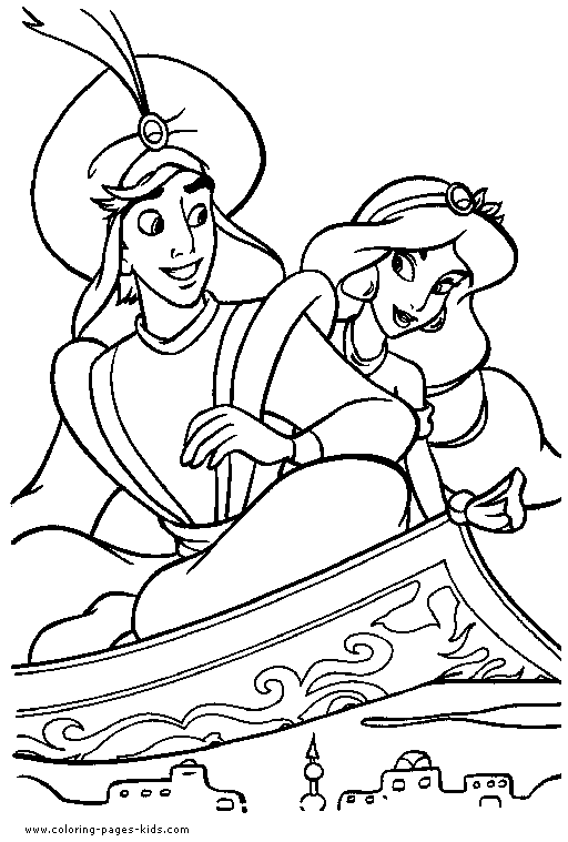 Aladin and Jasmin coloring page, aladin coloring page, disney coloring pages, color plate, coloring sheet,printable coloring picture