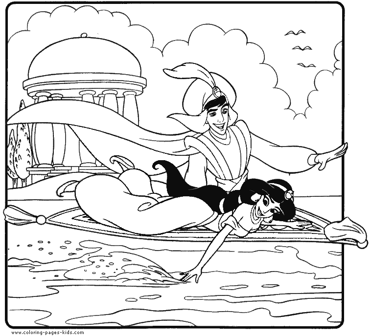 Aladin and Jasmin coloring page, aladin coloring page, disney coloring pages, color plate, coloring sheet,printable coloring picture