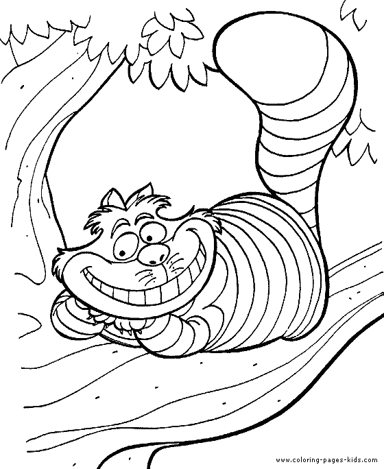 Cheshire Cat, Alice in wonderland coloring page .
