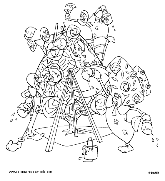 Painting the roses, alice in wonderland, disney coloring pages, color plate, coloring sheet,printable coloring picture