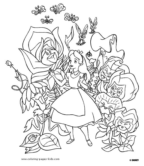 alice in wonderland, disney coloring pages, color plate, coloring sheet,printable coloring picture