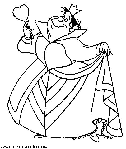 Queen of hearts, Alice in wonderland coloring page .