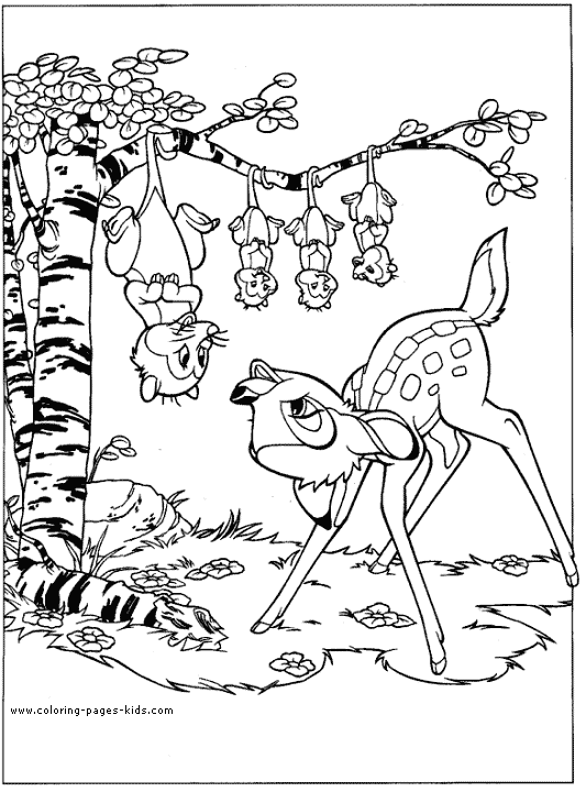 Bambi and the possum family, bambi color page, disney coloring pages, color plate, coloring sheet,printable coloring picture