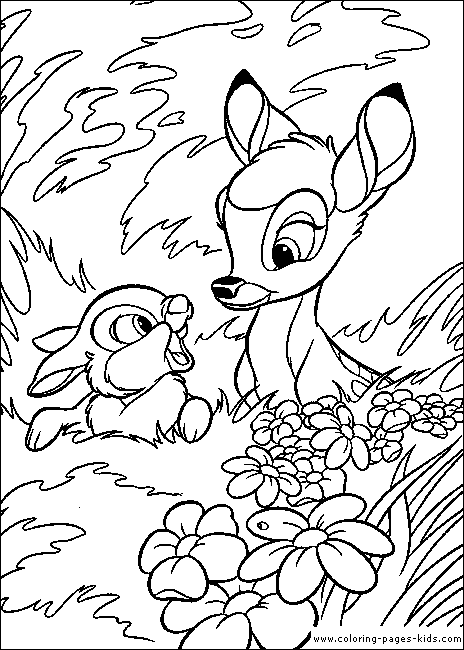 Bambi and Thumper, bambi color page, disney coloring pages, color plate, coloring sheet,printable coloring picture