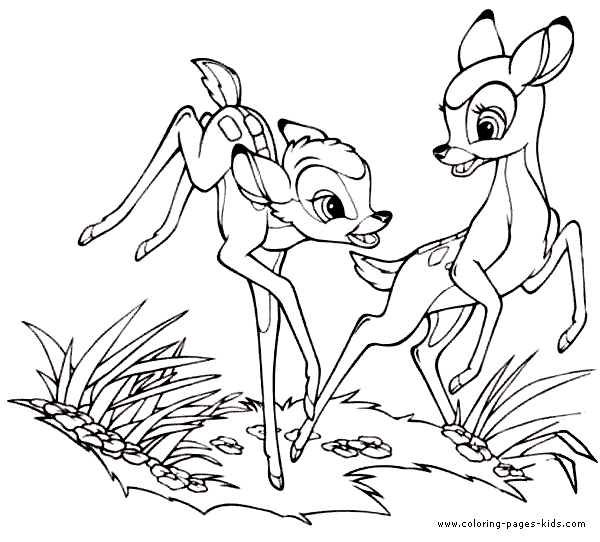 Bambi and Faline, bambi color page, disney coloring pages, color plate, coloring sheet,printable coloring picture