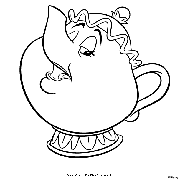 Mrs. Potts Beauty and the Beast color page, disney coloring pages, color plate, coloring sheet,printable coloring picture