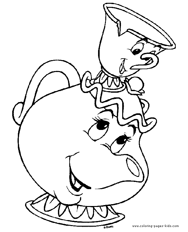 Mrs. Potts and Chip, Beauty and the Beast color page, disney coloring pages, color plate, coloring sheet,printable coloring picture