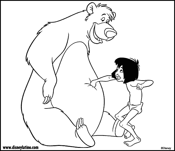 Mowgli and Baloo jungle book color page, disney coloring pages, color plate, coloring sheet,printable coloring picture
