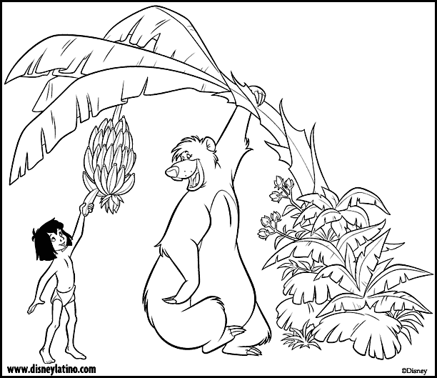 Mowgli and Baloo jungle book color page, disney coloring pages, color plate, coloring sheet,printable coloring picture